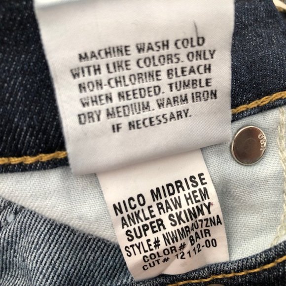 Hudson Nico Midrise Skinny Ankle Length Jeans with Raw Hem, Size 26 - Picture 6 of 15